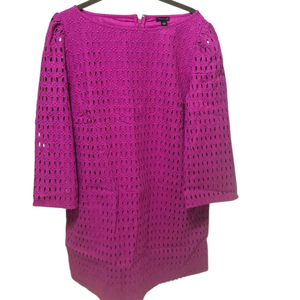 Ann Taylor Fuchsia Long Sleeve Dress